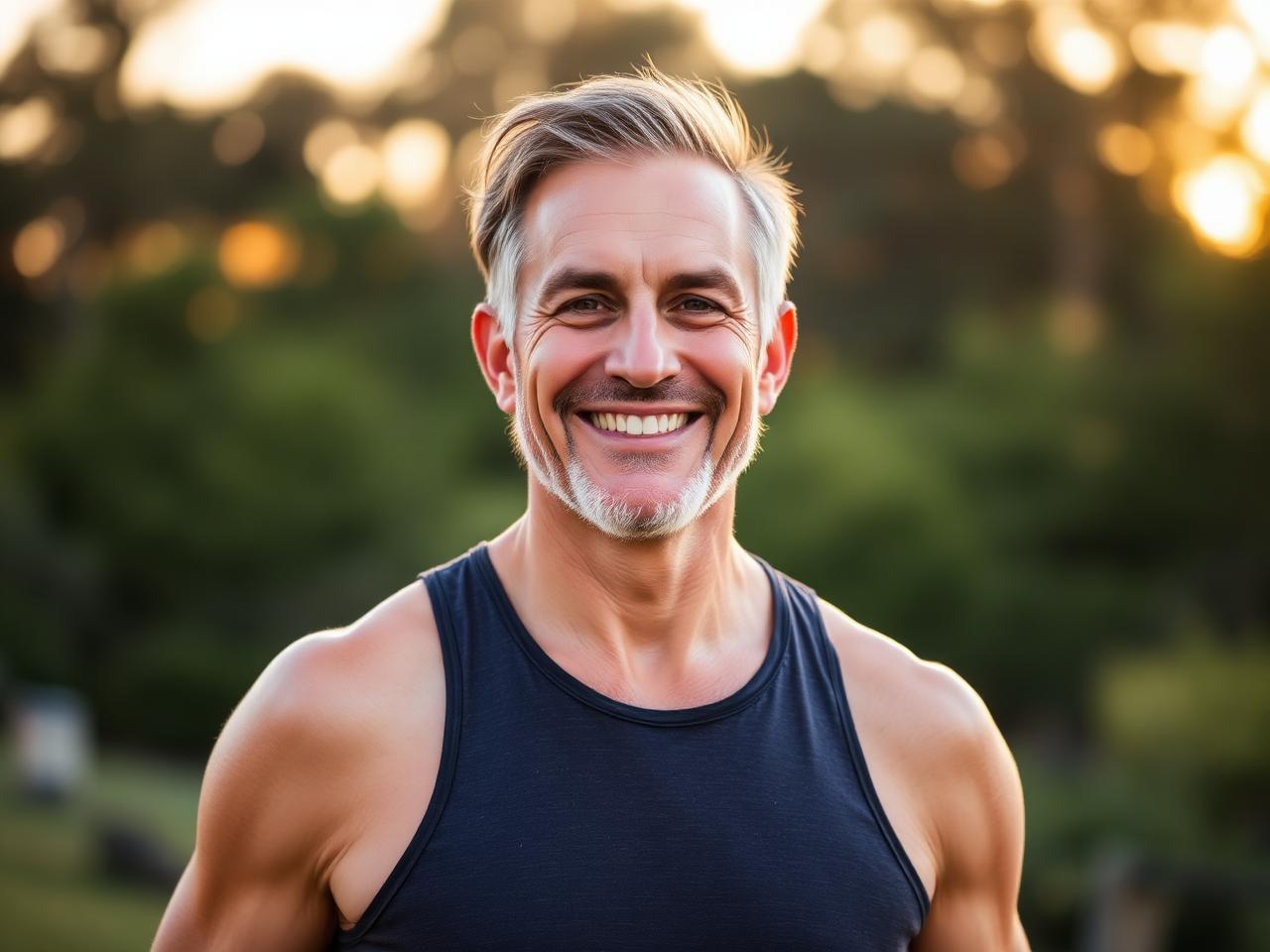Confident, active man enjoying an energetic morning outdoors